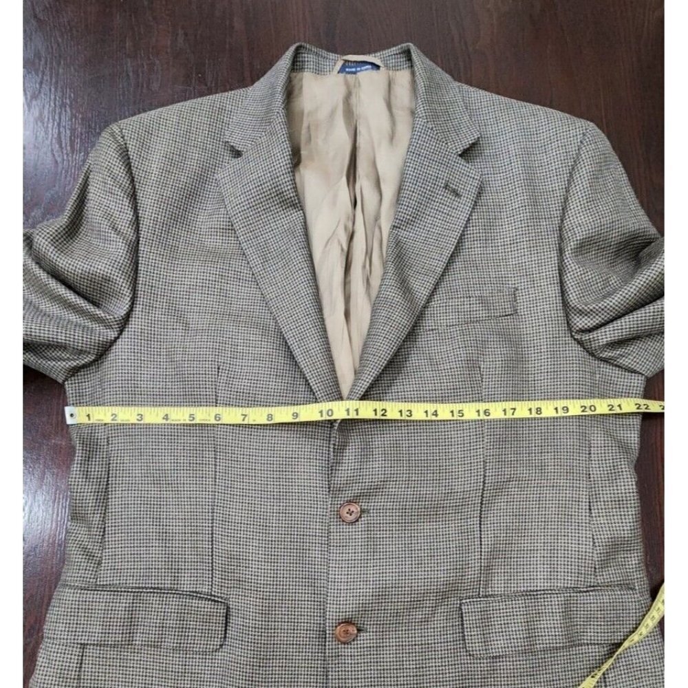 Ralph Lauren Mens Blazer Jacket Single Breasted 42R Houndstooth Brown Silk Blend - Picture 7 of 16